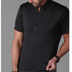 NWOT Collars & Co. Black Oxford Button Down Collar Polo Large